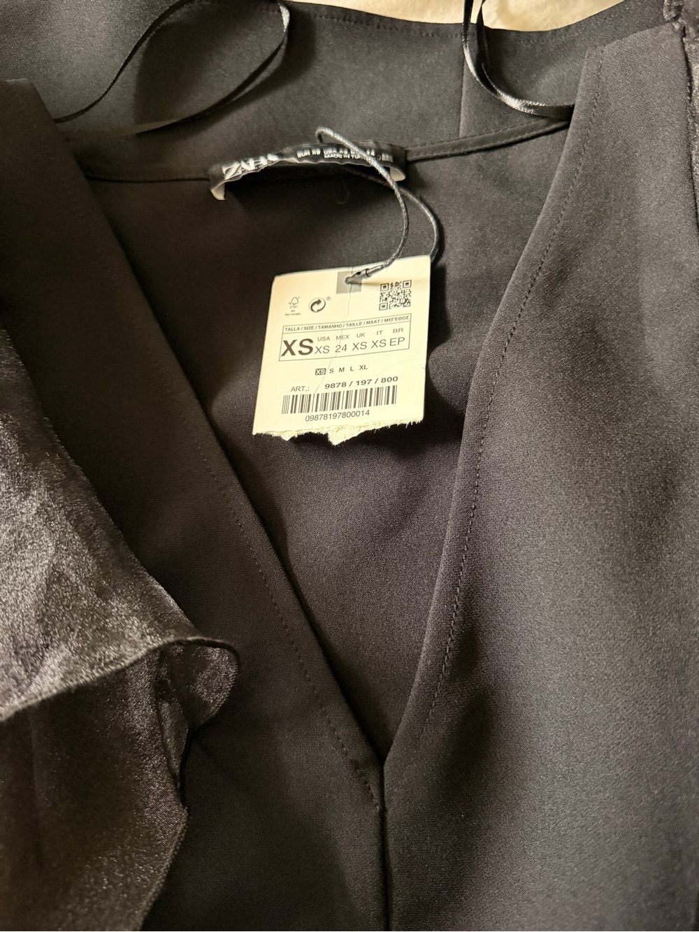Zara Black Mini Dress with Layered Organza Ruffle Sleeves - Picture 6 of 6